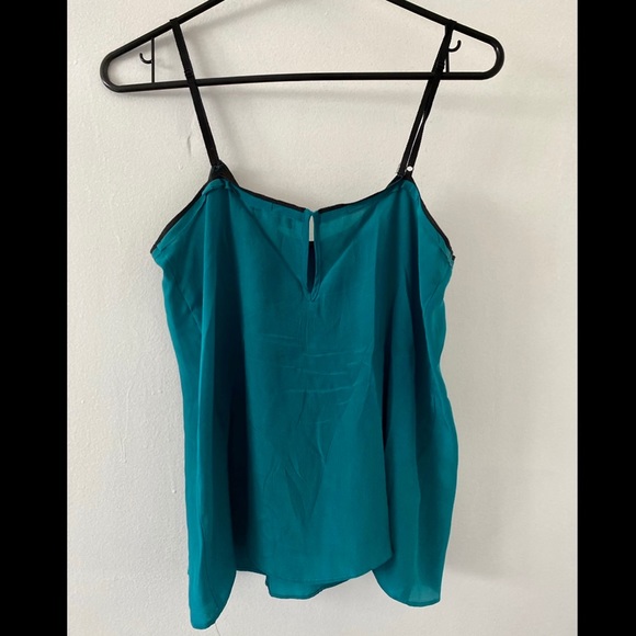 Silence & Noise turquoise silk string tank with black trim - Picture 2 of 6